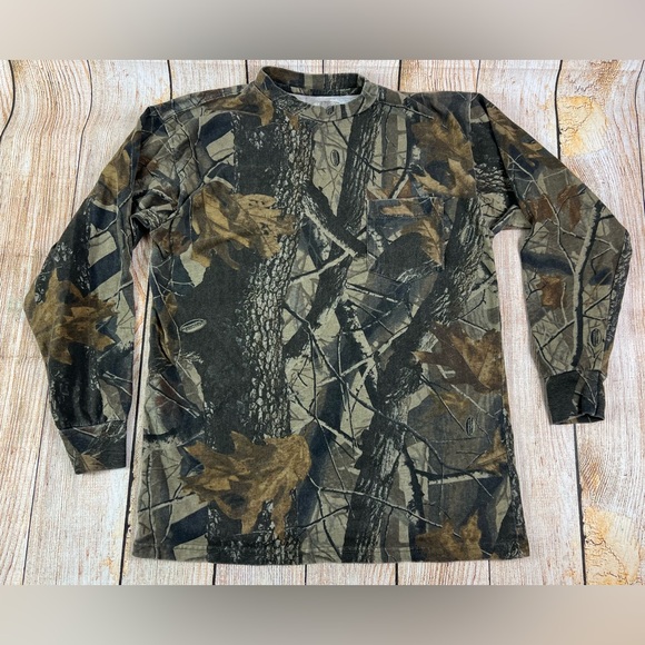 Mens Redhead RealTree Hardwoods Camo Pocket Longsleeve Shirt Size Small - Picture 1 of 6
